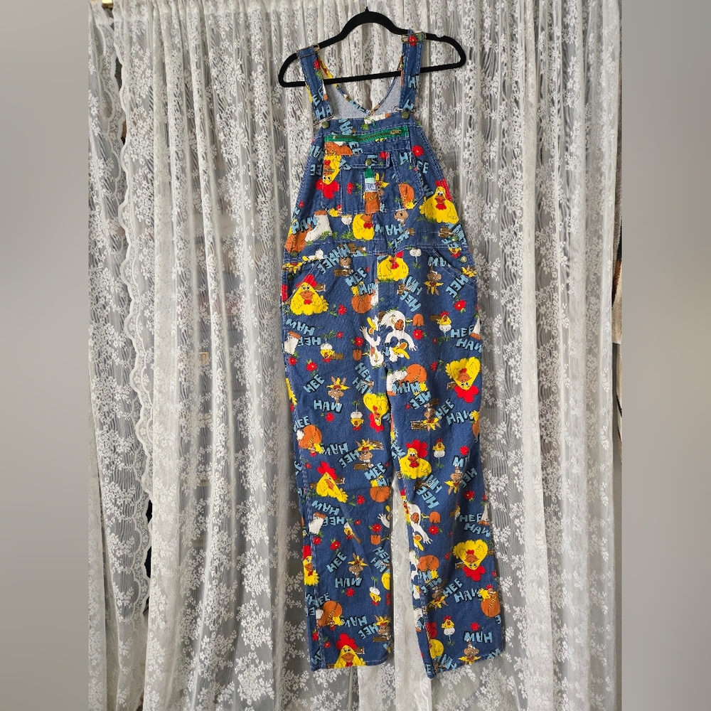 Vintage RARE 1970s Liberty "HEE HAW" Print Denim Overalls - Picture 2 of 15